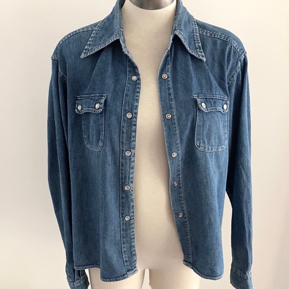 Sportsgirl Tops Vintage Katies Retro Denim Shirt With Pearl Press